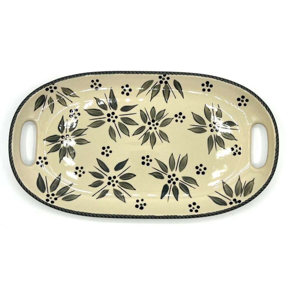 Temptations by Tara Serving Platter Old World Classic Handpainted Cream Floral‎